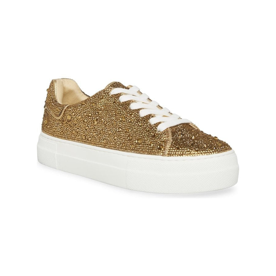 Betsey Johnson Sidny Sparkle Rhinestone Dressy Platform Sneakers - Light Gold